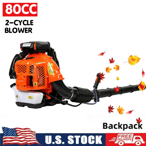 80CC Gas Powered Backpack Leaf Blower, 4.8HP 2-Stroke 900 CFM 206MPH , Commercial-Grade Gas Leaf Blower for Landscaping, Snow Removal, and Heavy-Duty Yard Work