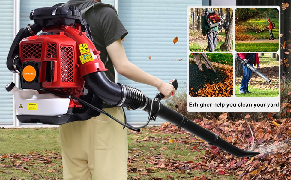 Red Blower 80CC Gas Powered Backpack Leaf Blower 900CFM, Powerful 206MPH Extreme ...