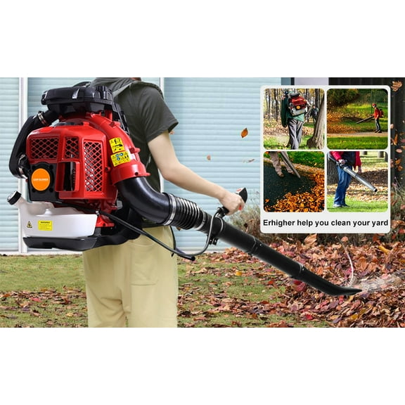 80CC Gas Powered Backpack Leaf Blower 900CFM, Powerful 206MPH Extreme Duty 2-Cycle Petrol Powered Leaf blowers for Lawn/Garden Care Yard Snow/Grass Blowing Dust Debris Red
