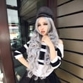 thumbnail image 1 of 80CM Girl Grey Natural Party Wig Long Full Curly Hair Fashion Synthetic Wig, 1 of 5