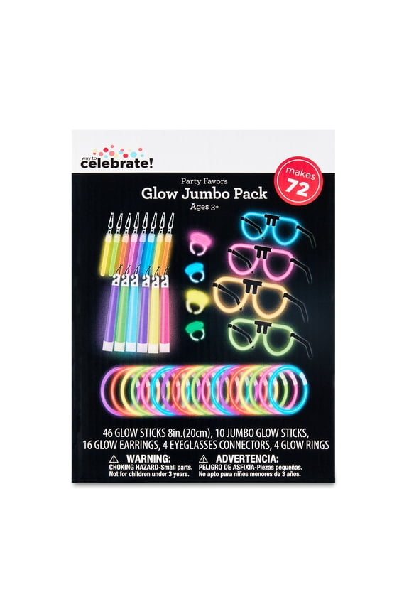 Multicolor Glow Jumbo Pack, 72 Count, by Way To Celebrate
