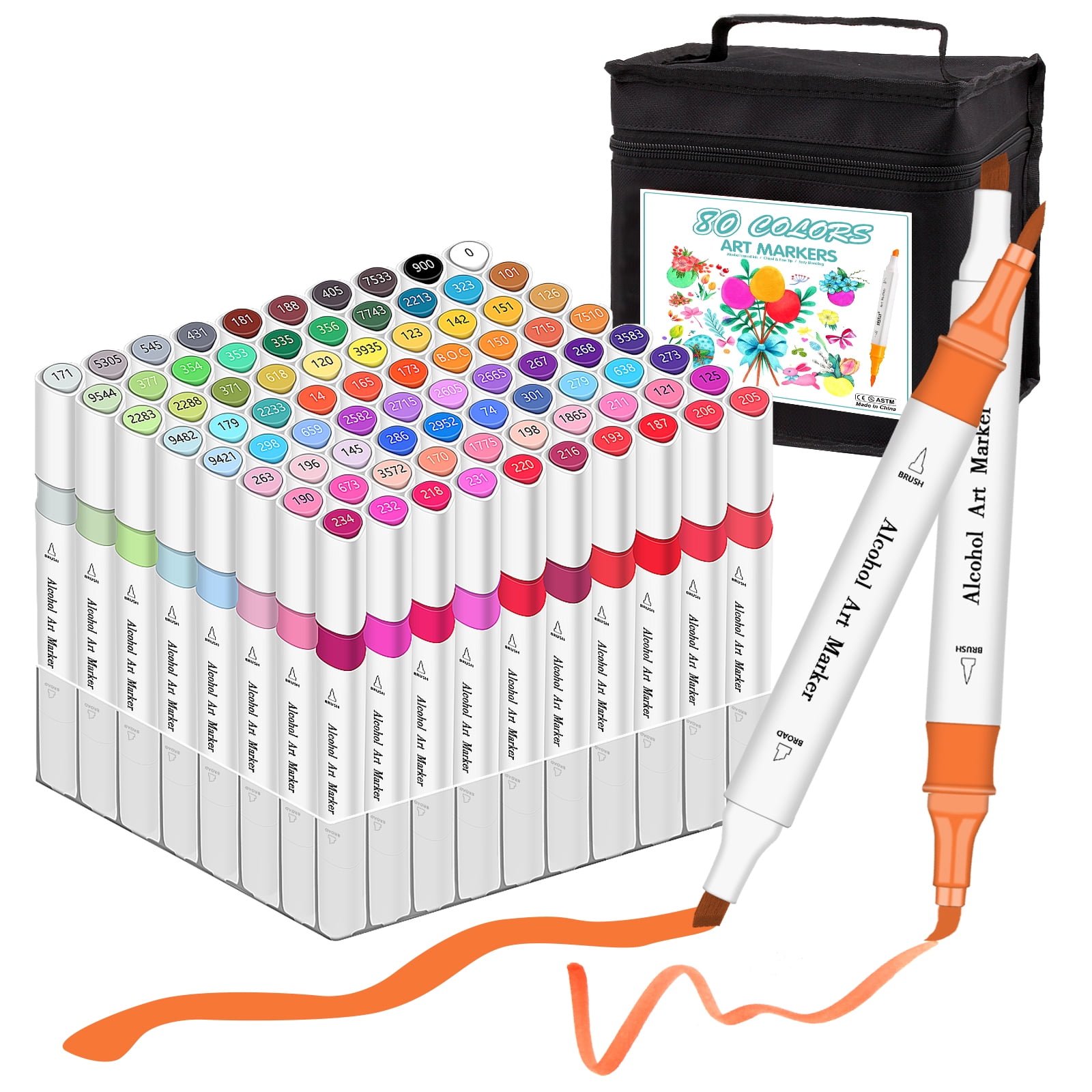 80 Colors Markers Dual Tip Permanent Art Professional Markers Pens