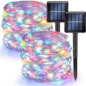 GHODECSolar Christmas String Lights, 2-Pack Each 33 ft 100 LED Solar Fairy Lights Outdoor Waterproof, 8 Modes Solar Twinkle Lights for Tree Garden Party Patio Xmas Decor (Multicolor)
