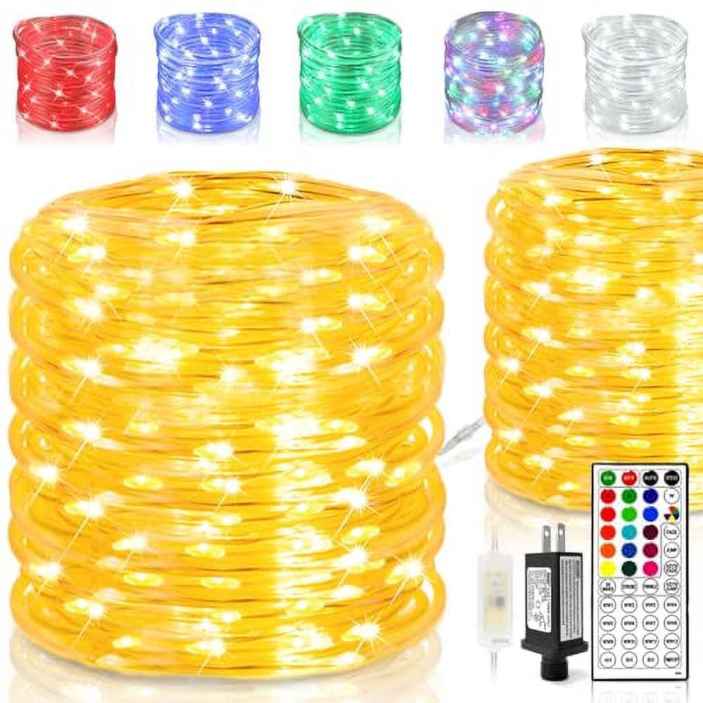 80Ft Rope Lights Warm White with 16 Colors 240LEDs Outdoor String