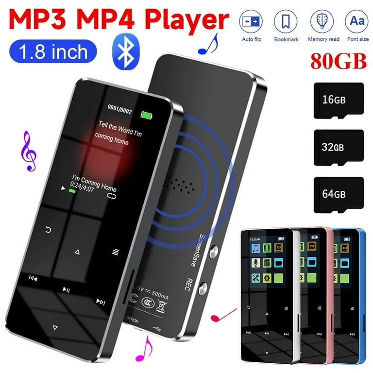 80G Digital MP3/MP4 Player, Bluetooth 5.0, 1.8'' Screen, Hi-Fi 