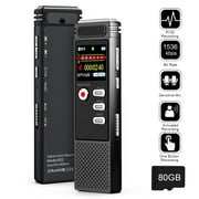 80GB Digital Voice Recorder, TSV Voice Activated Recorder with Playback, USB Rechargeable Tape Dictaphone, Mini Portable Audio Recorder for Lectures, Meetings, Interviews, Classes