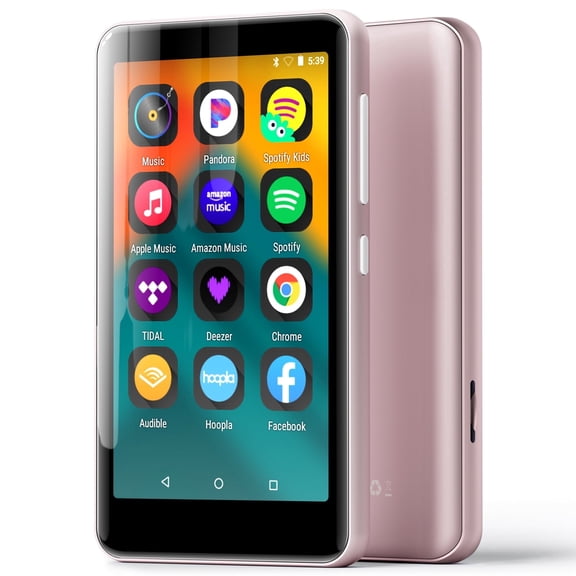 80GB MP3 Player with Bluetooth, S2 WiFi MP3 Player with Spotify, Spotify Kids,Audible, 4" Android Audio Music Player (Pink+Pink)
