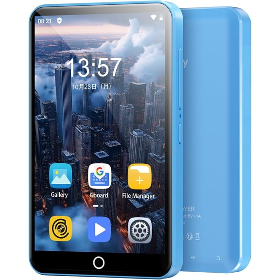 80GB MP3 Player with Bluetooth and WiFi, Mp3 & Mp4 Music Player with Spotify, Music, Deezer, Audible, 4.0" IPS Touch Screen Android Player with Speaker, FM Radio, Up to 512GB (Blue)