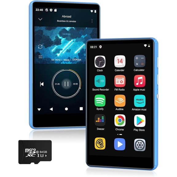 80GB Music Player, MP4 MP3 Player with Bluetooth and WiFi 4-inch IPS Touch Screen Digital o Players, M503 Pro Spotify Music, ble, Chrome Browser, Support Up 512GB Blue