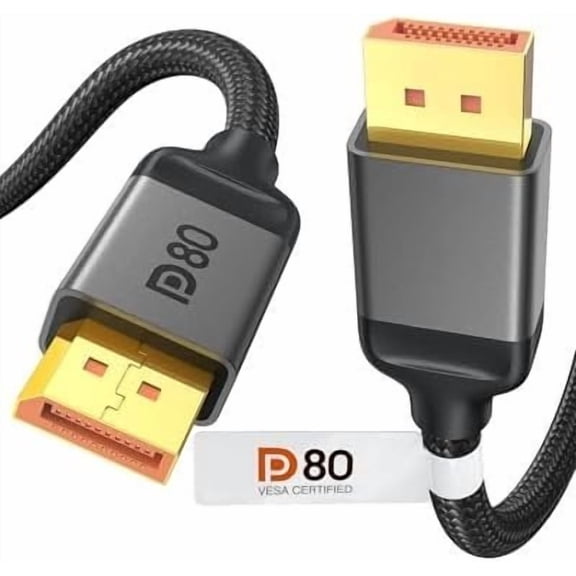 80Gbps Short DisplayPort 2.1  1.6FT [VESA ], [8K@240Hz, 4K@540Hz 360Hz 240Hz] DP 2.1  16K, DP80 HDR Display Port Cord Compatible FreeSync G-Sync Gaming  5090 7900XTX