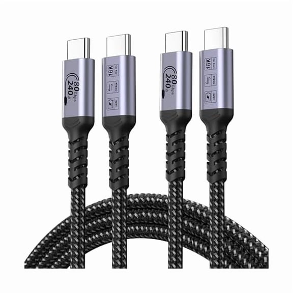 Quyaojz 80Gbps USB C Cable 6.6FT 2 packs Compatible for Thunderbolt 5, 240W USB 4 Cable Fast Charging with 16K, Dual 8K/6K Video Monitor Compatible for Thunderbolt 4/3, iPhone 16/15, SSD, MacBook