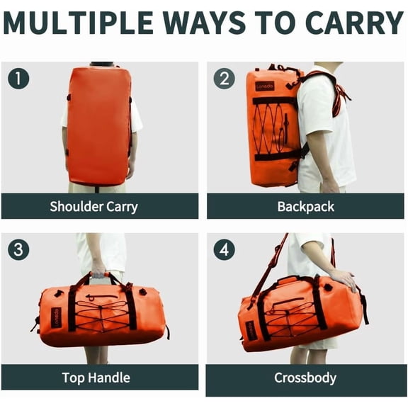 80L Dry Bag Large Waterproof Bag Roll-Top Heavy Duty Fishing Duffel Bag with Durable Straps & Handles for Kayaking Paddle boarding Boating Rafting Fishing