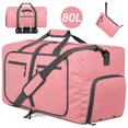 thumbnail image 1 of DAKOMM 80L Duffle Bag with Shoes Compartment, 28" Foldable Travel Duffel Bags for Men Women, Large Packable Travel Bag Water Repellent & Tear Resistant, Overnight Weekend Bag for Men (Pink), 1 of 8
