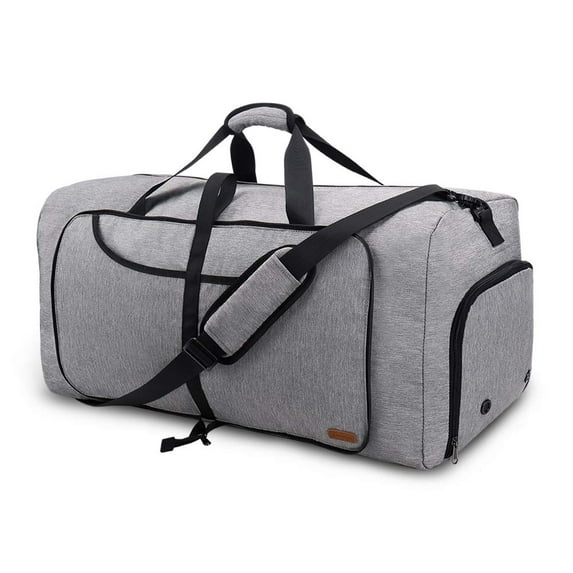 80L Extra Large Duffle Bag for Men Women, 28'' Foldable Travel Duffle Bag for Traveling, Collapsible Waterproof Gym Overnight Weekender Bag with Shoe Compartment, Packable Duffel Bag for Travel, Gray