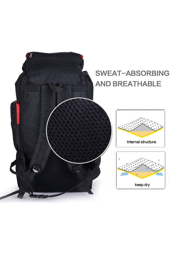 80L Extra Large Hiking Camping Backpack Rucksack Waterproof Travel Luggage Bag Blue