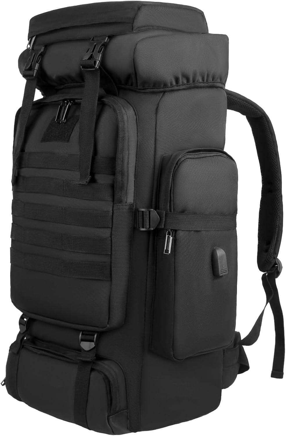55l molle outdoor military tactical bag camping hiking trekking backpack Backpacks Multifunctional Rucksack, Black the extensive wrap around webbing allows you to attach M.O.L.L.E 55L Molle Backpacks Outdoor Multifunctional