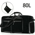 thumbnail image 1 of 80L Large Foldable Travel Duffle Bag, 28" Black Duffel Bag for Men Women, Foldable Gym Bag with Shoes Compartment, Overnight Bags Waterproof & Tear Resistant, 1 of 8