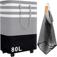 thumbnail image 1 of 80L Large Tall Laundry Hamper with 4 Wheels, Collapsible Waterproof Freestanding Basket with Removable Bag and Handles for Bedroom, Bathroom, Dorm & Laundry Room (Gray,S), 1 of 4