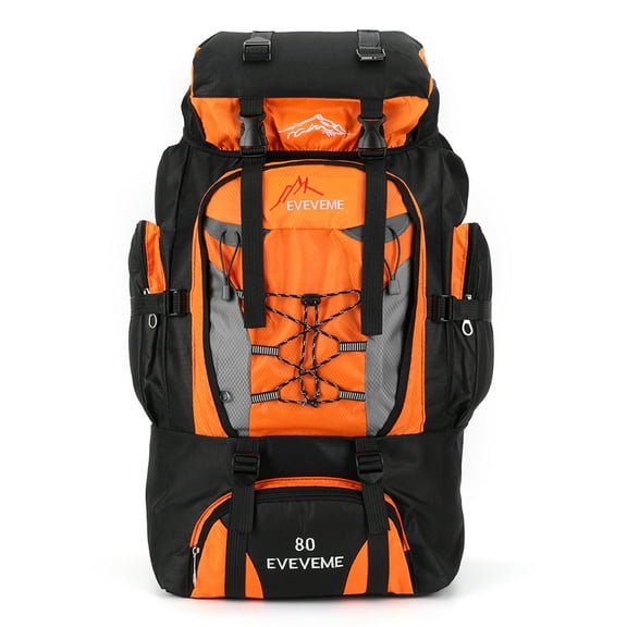 80L Mountaineering Backpack Large Capacity Climbing Backpack Adjustable Strap Mountain Climbing Rucksack Travel Accessories (Orange)