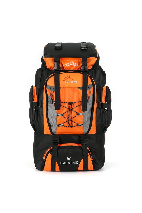 80L Mountaineering Backpack Large Capacity Climbing Backpack Adjustable Strap Mountain Climbing Rucksack Travel Accessories (Orange)