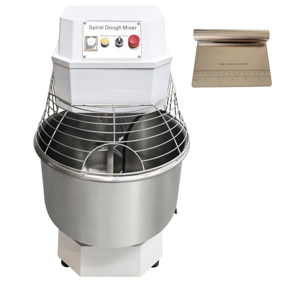 80L Spiral Dough Mixer Double-Acting Double-Speed Flour Kneading Machine 220V 3PH Max 33kg Flour with Timer and Reverse Function