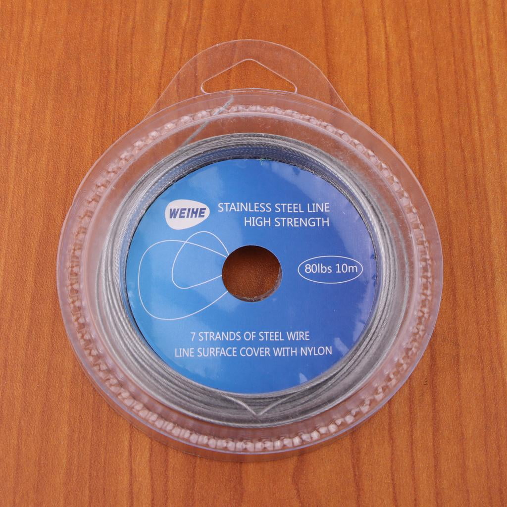 80LBS Fishing line Wire Leader Vinyl Coated Stainless Steel Leader Wire 10  Meter with 12pcs Crimps Sleeves