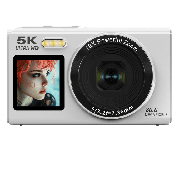 80MP Autofocus Vlogging Camera, 5K Video Recorder 1.54'' Double Sided Screen WiFi Transfer LED Fill Light