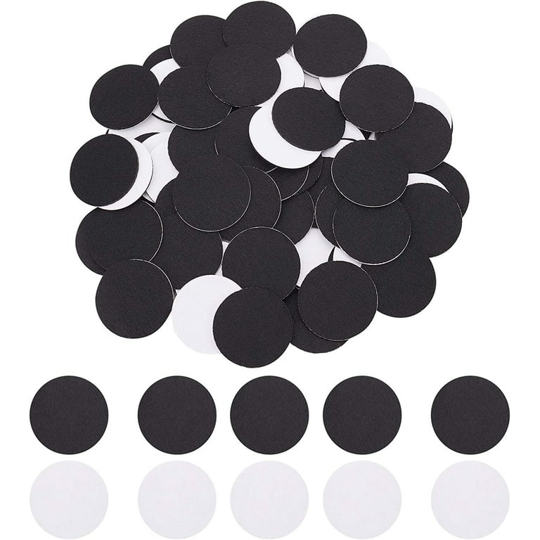 64 Pieces 8 Sheets Adhesive Felt Circles Felt Pads Black Self