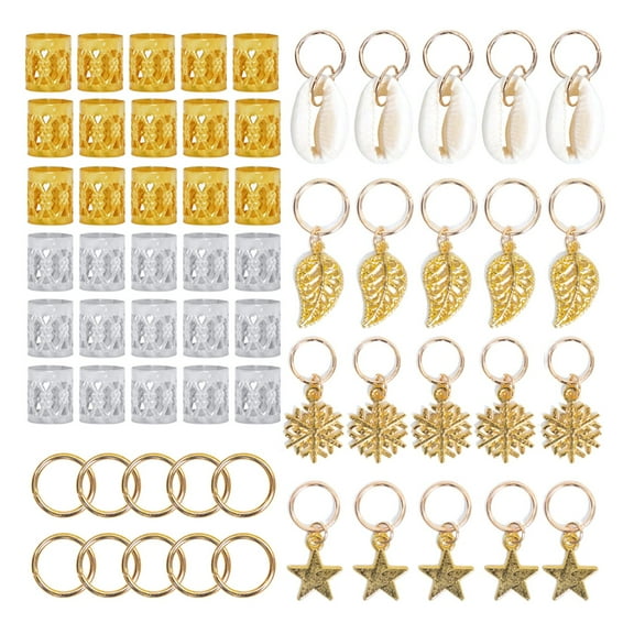 80PCS Aluminum Hair Rings with Pearl for Dreadlocks Braiding and Styling Hair Care Accessories