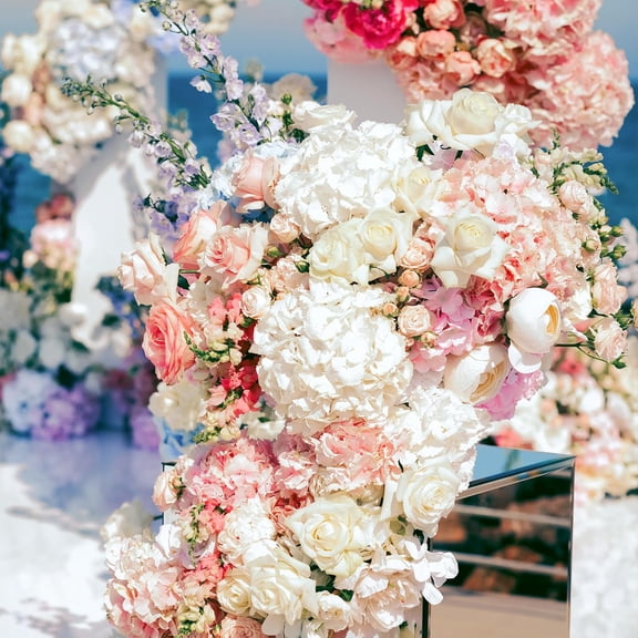 80PCS Blush Hydrangea Artificial Flowers