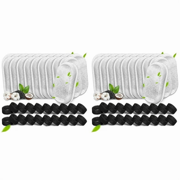 80PCS Cat Water Fountain Filters for 67oz/2L and 108/3.2L Stainless Steel Pet Replacement Sponges