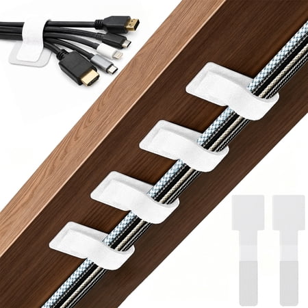 80PCS Hook and Loop Cable Straps, Cable Management Under Desk, Adhesive Cable Ties, Reusable Wire Organizers for Cords, Cords Management, Computer Accessories for Desk, Home Office Essentials