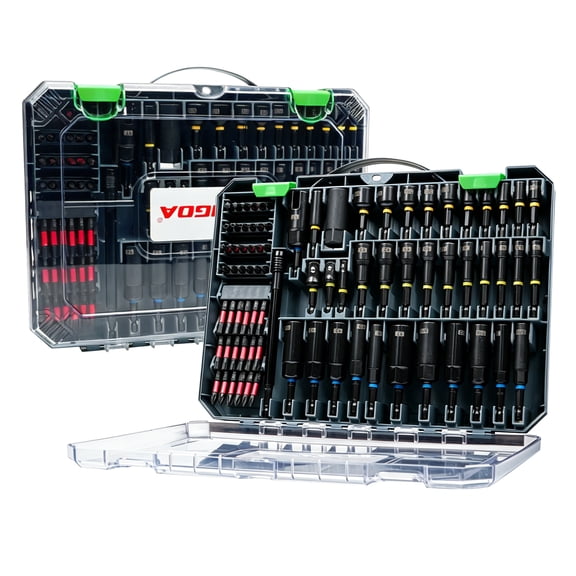 80PCS Impact Nut Driver Set, Magenetic Nut Driver Set for Impact Drills and Premium Deep Drivers, Wing Nut Setters, 1/4'' Quick Change, Bit Extention, S2 Steel Bits, Pivoting Nut Setter