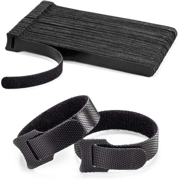 80PCS Reusable Cable Ties, Black Adjustable 6-Inch Cord Organizer Ties, Multi-purpose Hook Loop Cable Management Wire Ties for Organizing Home, Office, Data Centers