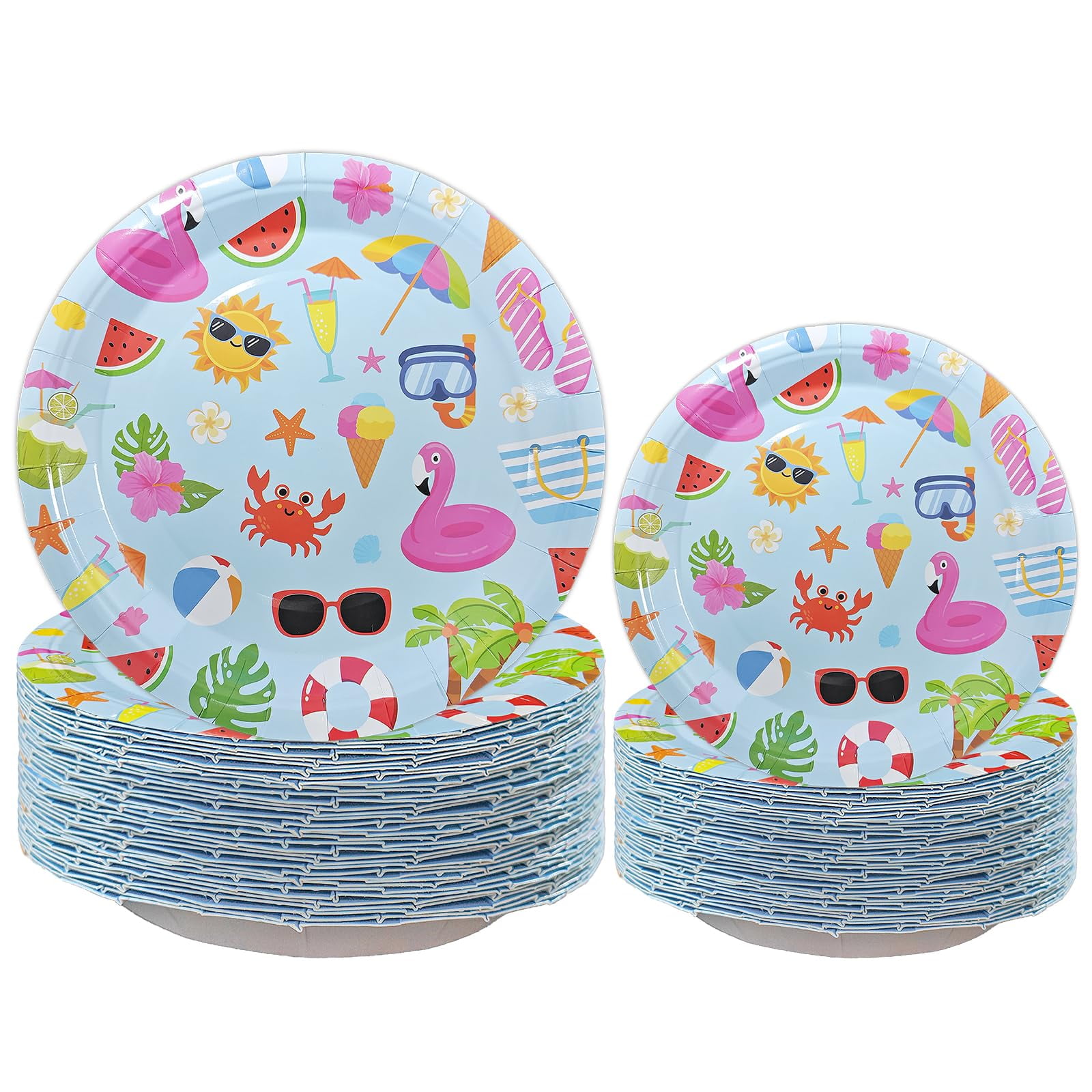 Amscan Summer Paper Dessert Plates - 7 Inch, Multicolor Tropical, 60 Count - View #5