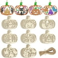 thumbnail image 1 of 80PCS Wooden Halloween Decoration Pumpkins Ornaments to Paint Happy Halloween Cutouts Unfinished, DIY Blank Unfinished Ghost Spider Web Black Cat Trick or Treat Boo Ornament for Home Crafts Hanging, 1 of 7