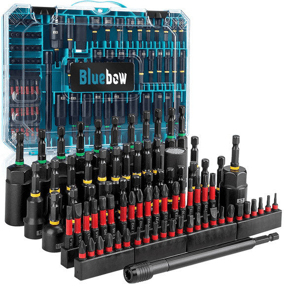 80PSC Magnetic Impact Nut Driver Set - Metric & SAE with Socket Adapters, Wing Nut Driver, Bit Holder, Universal Sockets, Quick Release Extension, Power Bits, 1/4'' Quick Change, Storage Box