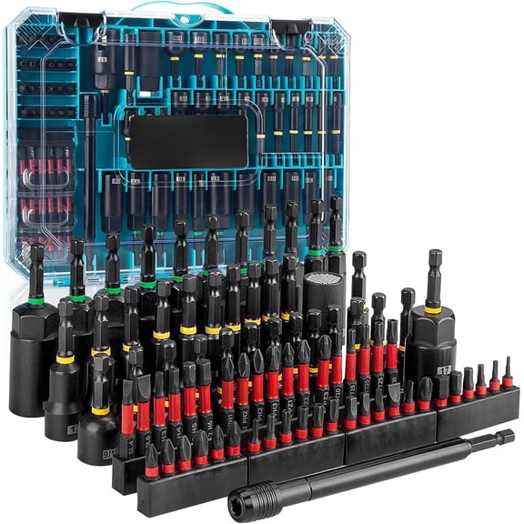 80PSC Nut Driver Set - Metric & SAE with Socket Adapters, Wing Nut Driver, Bit Holder, Universal Sockets, Quick Release Extension, Power Bits, 1/4'' Quick Change, Storage Box