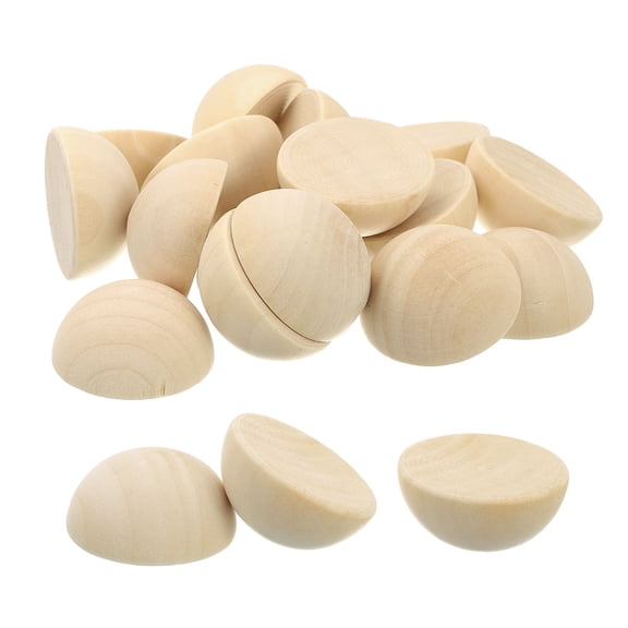80Pack Half Wood Balls, 30mm/1.2inch Natural Color Wooden Split Balls
