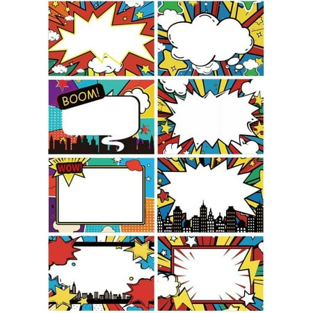 80Pcs/10 Sheets Exploding City Name Tags Stickers 3.3x2.4 Inch Self Adhesive Name Tags Blank Name Labels Writable Mixed Color DIY