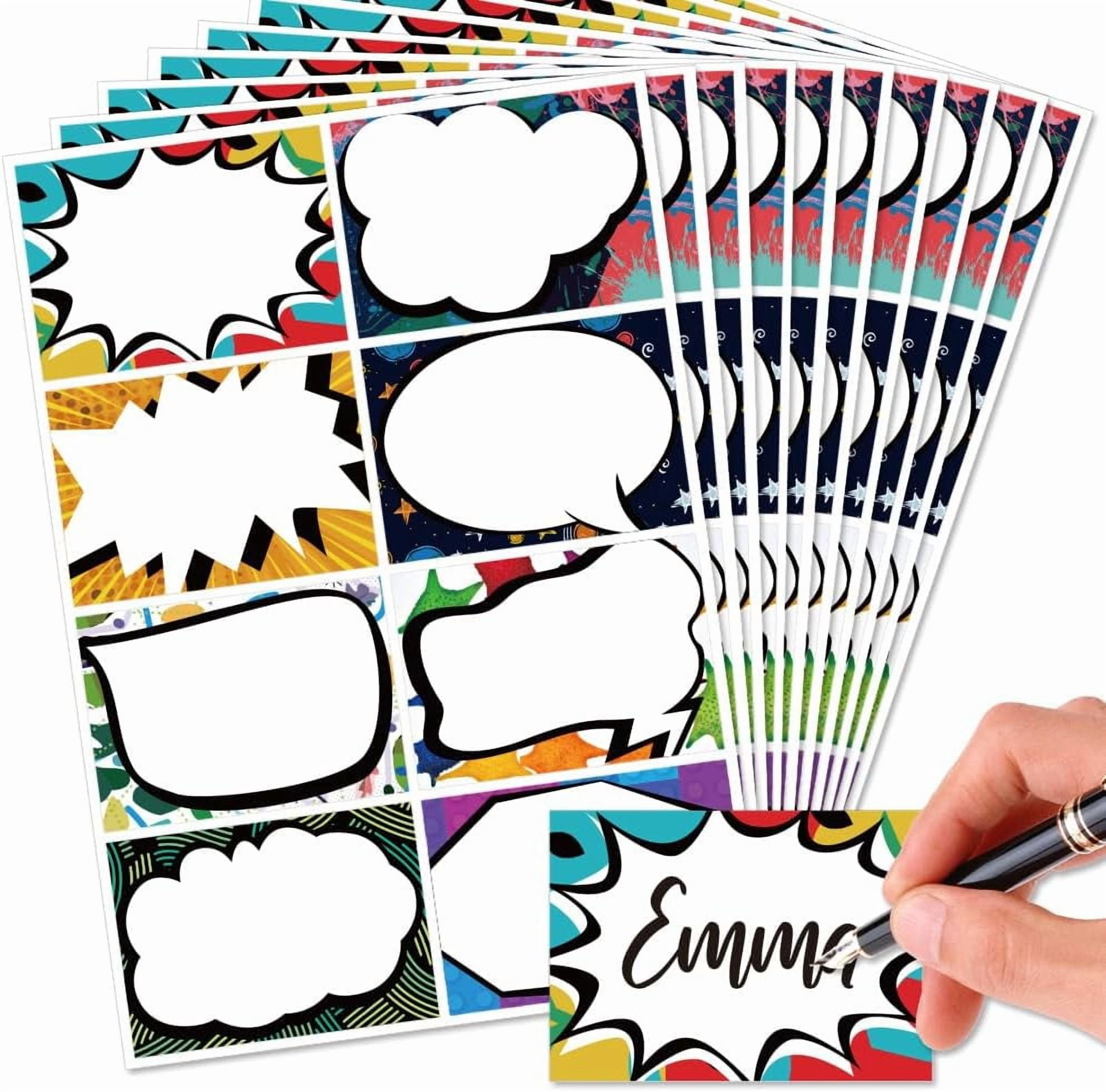 80Pcs/10 Sheets Name Tags Stickers 3.3x2.4 Inch Self Adhesive Colorful ...