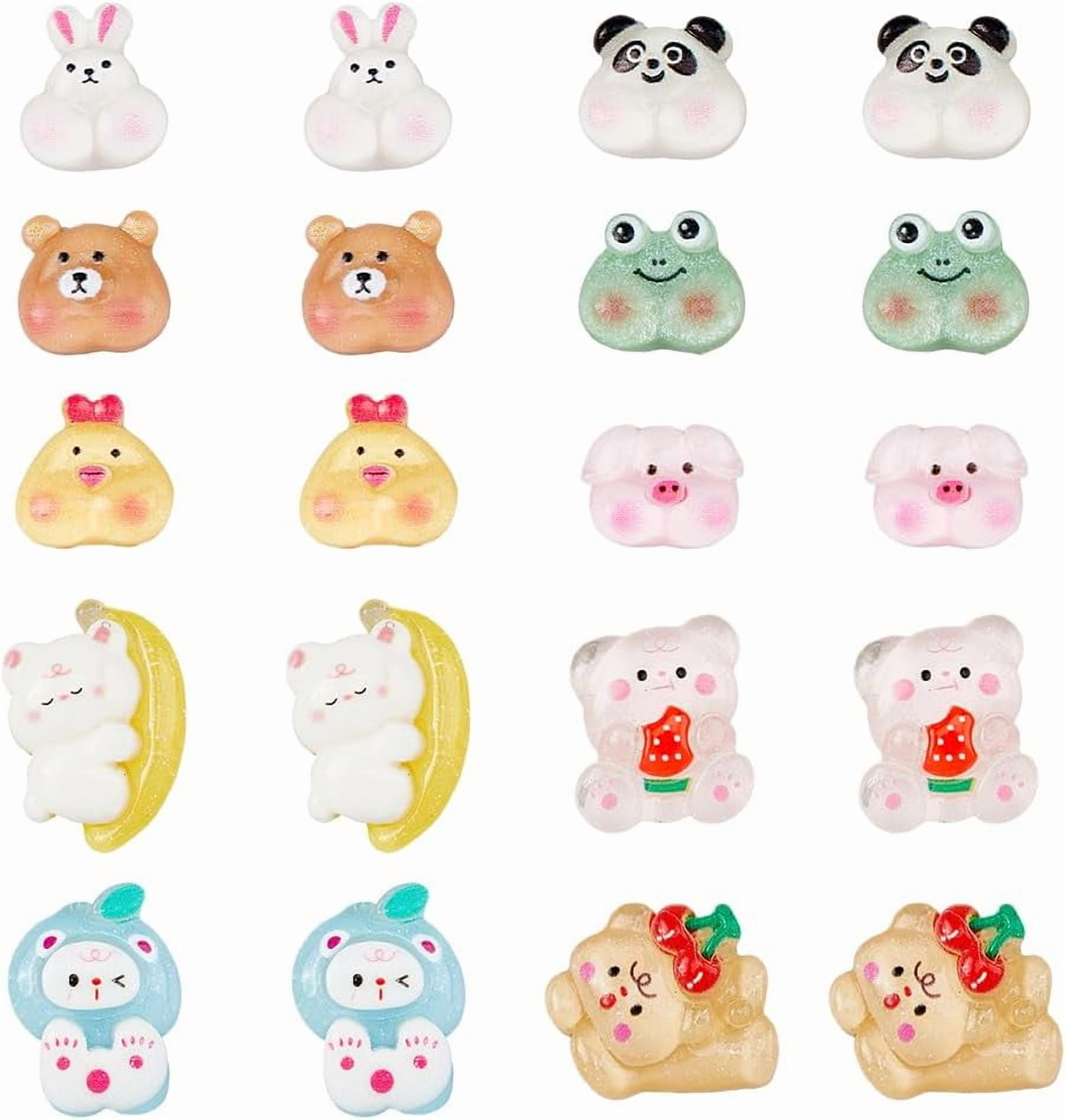 80Pcs 10 Style Translucent Resin Cabochons Glitter Animals Undrill ...