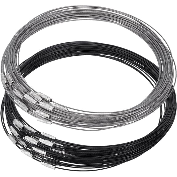 80Pcs 2 Colors Stainless Steel Necklace Wire Cord Choker Chain with Brass Screw Clasp Necklace Bulk for Jewelry Making 14.5mm Inner