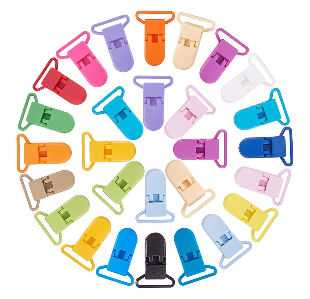 80Pcs 20 Colors Eco-Friendly Plastic Baby Pacifier Holder Clip Mixed Color 43x31x9mm 4pcs/color DIY