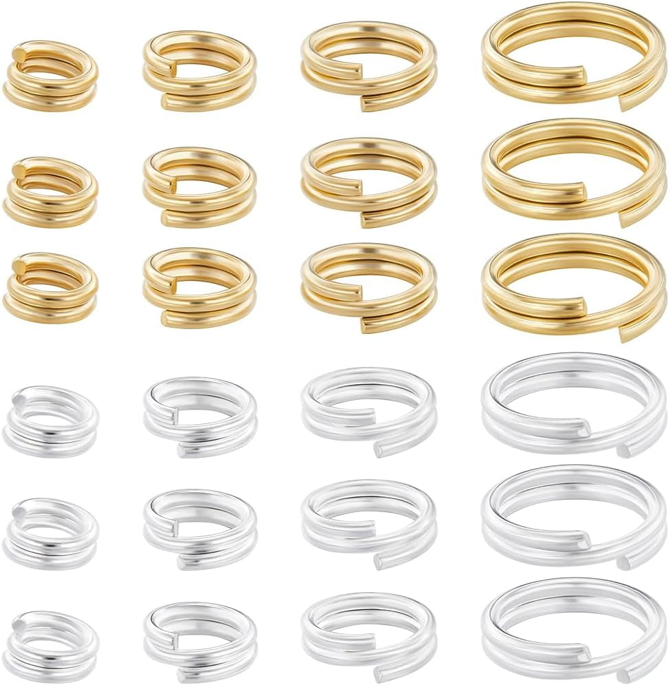 80Pcs 4/5/6/8mm Double Loops Jump Rings 24K Gold Plated & 925 Sterling ...