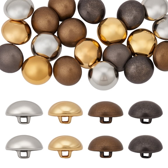 80Pcs 4 Colors Brass Sewing Buttons 18mm Simple Dome Metal Buttons Half Round Shank Blazer Button Dome Mushroom Shank Button