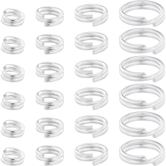 80Pcs 4 Styles Brass Split Rings Double Loops Jump Rings 925 Sterling Silver Plated 20~24 Gauge 4~8x1.7~2mm Inner Diameter: 3~6.3mm diy