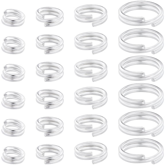 80Pcs 4 Styles Brass Split Rings Double Loops Jump Rings 925 Sterling Silver Plated 20~24 Gauge 4~8x1.7~2mm Inner Diameter: 3~6.3mm