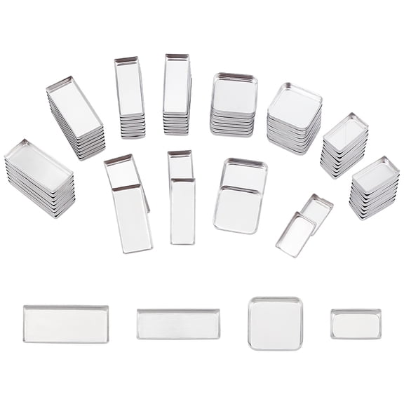 80Pcs 4 Styles Rectangle Aluminum & 20Pcs Square Iron Empty Palette Pans Eyeshadow Blush Lipstick Organizer Platinum 16~26.5x9.5~20x3~3.5mm