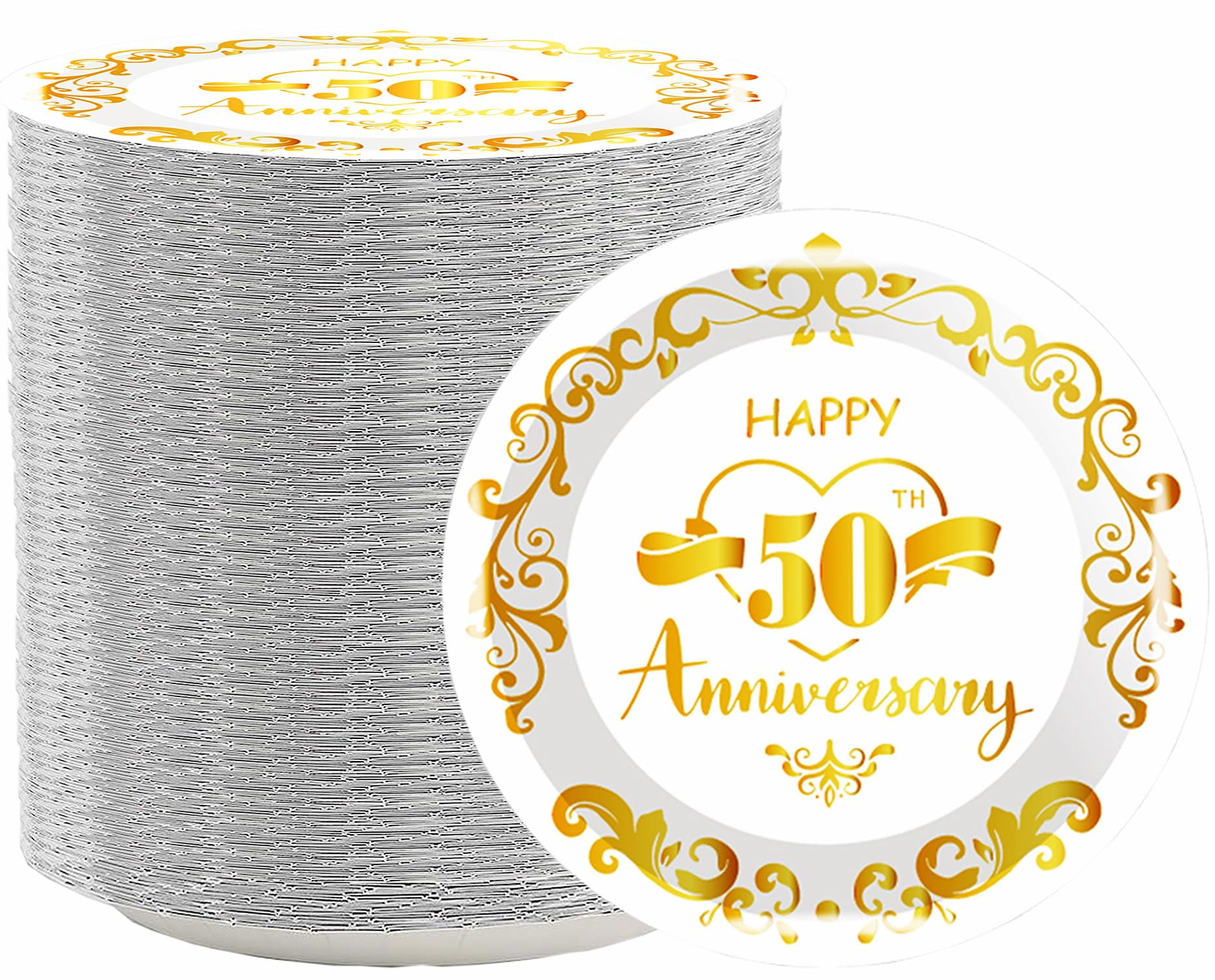 80Pcs 50th Anniversary Golden Party Plates HighQuality Paper Plates